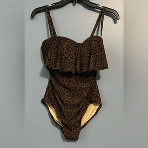 Kona Sol Women’s Bathing-suit Medium Animal Print Tummy Concealer Excellent Cond